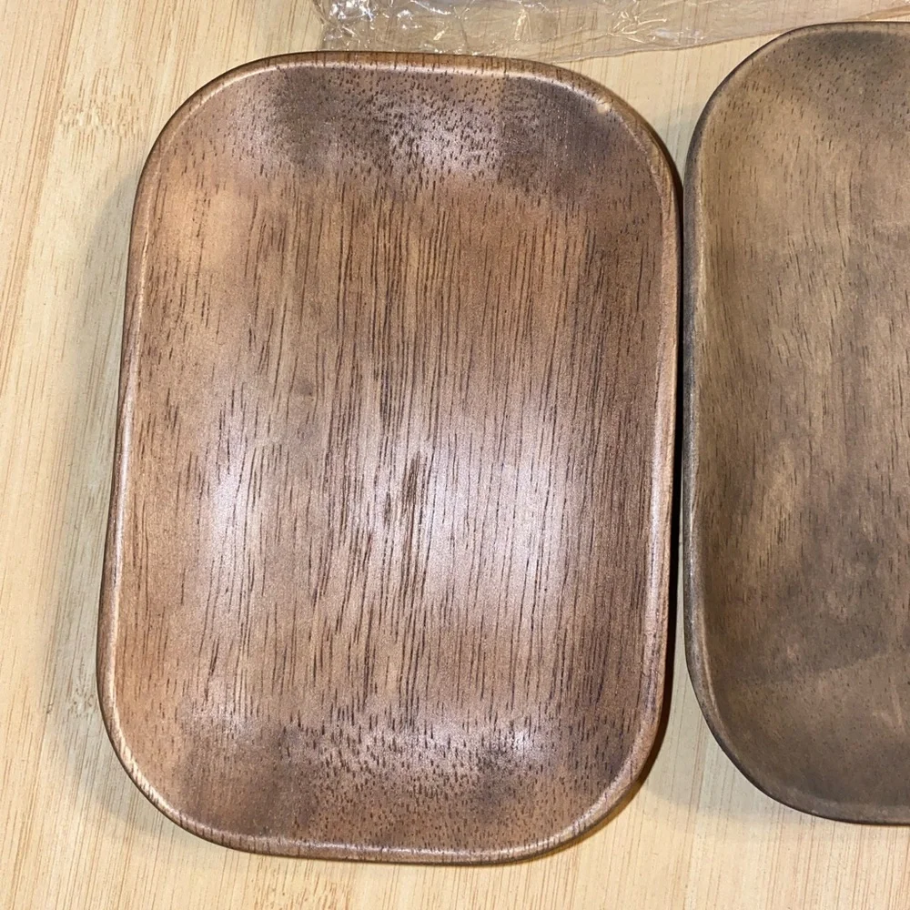 2 Wood soap trays and bathroom storage bundle